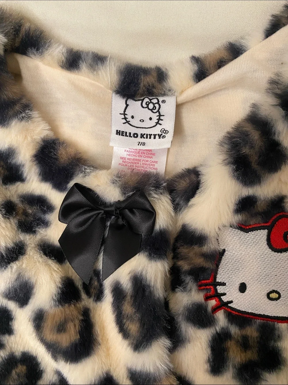Hello Kitty Faux Fur Leopard Vest - Black, Tan, Cream